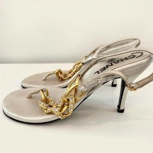Vintage Chanel Golden Chain Sandal Heels Size 36 1/2